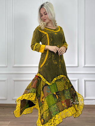 Hímzett patchwork ruha