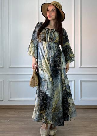 Rochie cu talie elastică, de purtat pe umeri