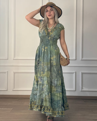 Wasp waist dress with ruffled bottom