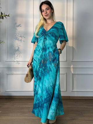 Rochie maxi cu decolteu în formă de inimă