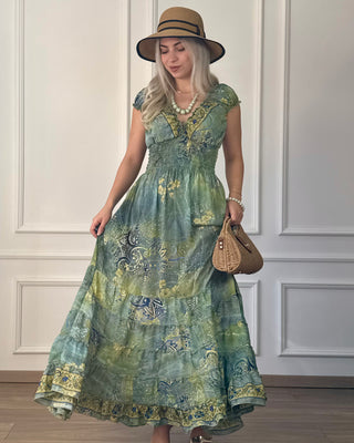 Wasp waist dress with ruffled bottom