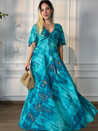 Rochie maxi cu decolteu în formă de inimă