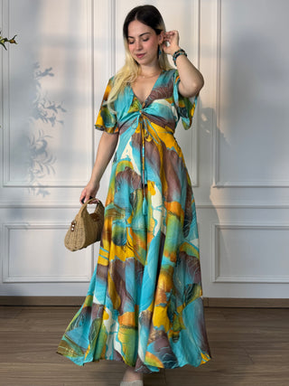 Rochie maxi cu decolteu în formă de inimă