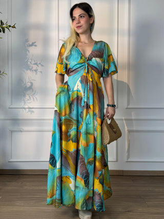 Rochie maxi cu decolteu în formă de inimă