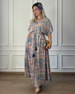 Derékban összehúzható maxi ruha