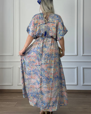 Derékban összehúzható maxi ruha