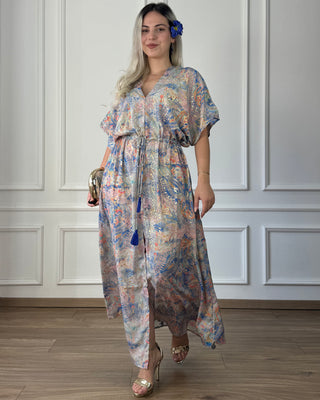 Derékban összehúzható maxi ruha