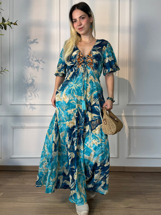 Rochie maxi cu decolteu în formă de inimă