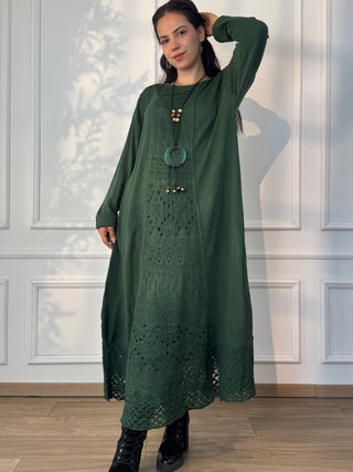 Long knitted wool blend dress