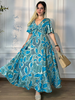 Rochie maxi cu decolteu în formă de inimă