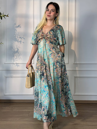 Rochie maxi cu decolteu în formă de inimă