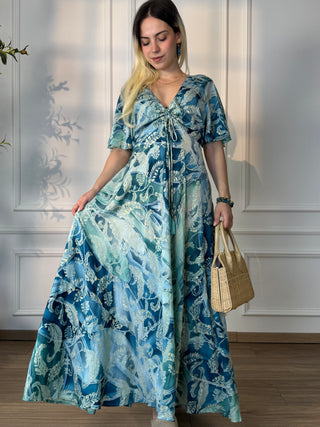 Rochie maxi cu decolteu în formă de inimă