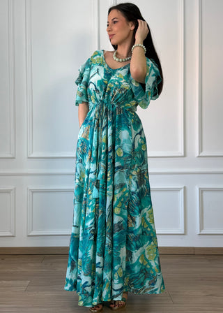 Rochie maxi cu mâneci stratificate