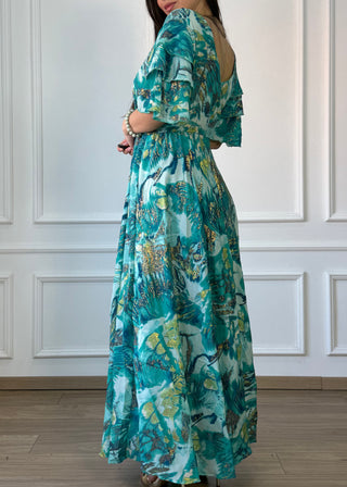 Rochie maxi cu mâneci stratificate