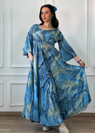 Rochie cu talie elastică, de purtat pe umeri
