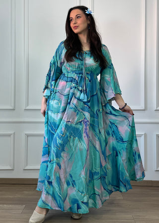 Rochie cu talie elastică, de purtat pe umeri