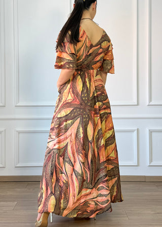 Rochie maxi cu mâneci stratificate