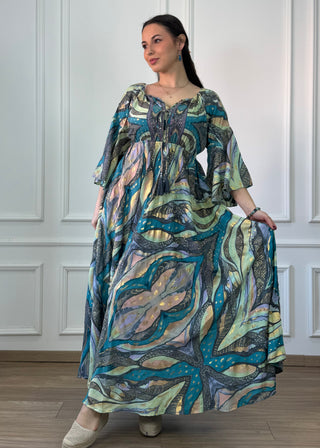Rochie cu talie elastică, de purtat pe umeri