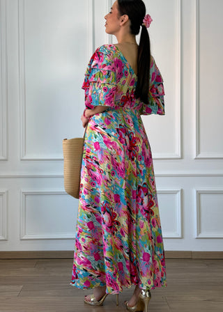 Rochie maxi cu mâneci stratificate
