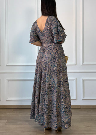Rochie maxi cu mâneci stratificate