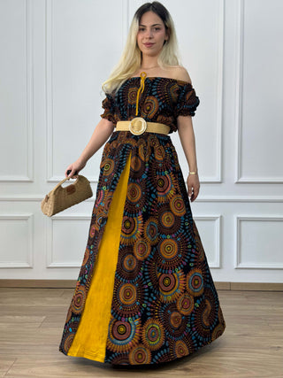 Cotton maxi dress with elastic waist