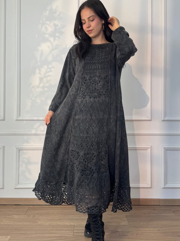 Long knitted wool blend dress