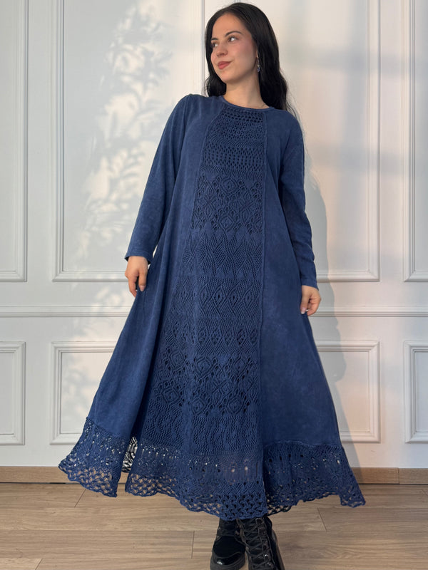 Long knitted wool blend dress