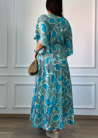 Rochie lungă cu talie ajustabilă