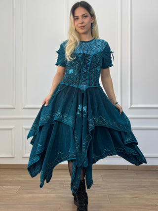 Rochie maxi din bumbac cu talie elastică