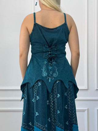 Cotton maxi dress with elastic waist