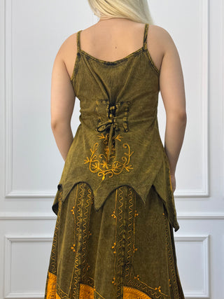 Cotton maxi dress with elastic waist