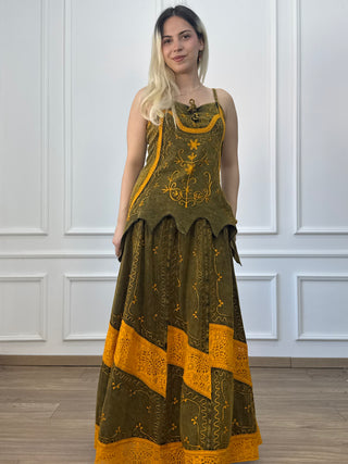 Cotton maxi dress with elastic waist
