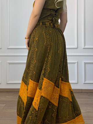 Cotton maxi dress with elastic waist