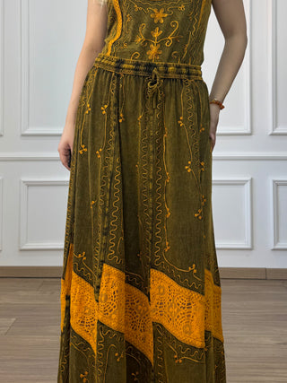 Cotton maxi dress with elastic waist