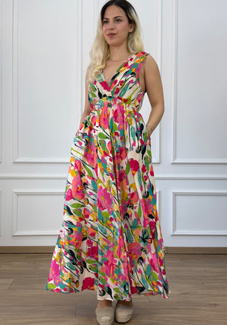 Széles pántos ruha gumis derékkal