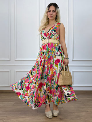 Széles pántos ruha gumis derékkal