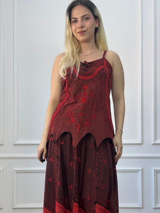 Cotton maxi dress with elastic waist