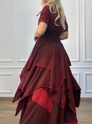 Cotton maxi dress with elastic waist
