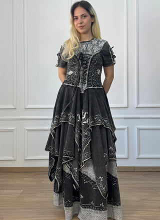 Cotton maxi dress with elastic waist