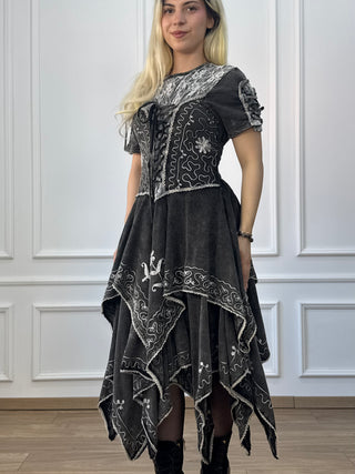 Cotton maxi dress with elastic waist