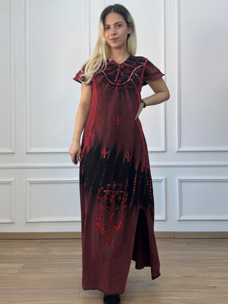 Rochie maxi din bumbac cu talie elastică