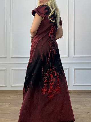Rochie maxi din bumbac cu talie elastică