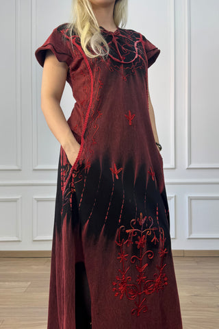Rochie maxi din bumbac cu talie elastică