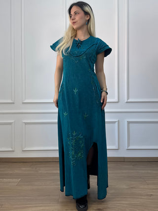 Cotton maxi dress with elastic waist