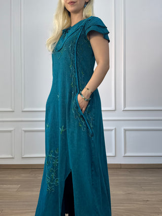 Cotton maxi dress with elastic waist