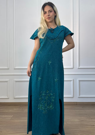 Cotton maxi dress with elastic waist