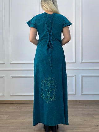 Cotton maxi dress with elastic waist