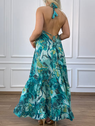 Maxi dress with a deep back