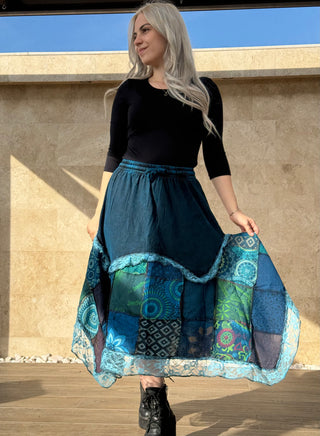 Patchwork szoknya - Kék