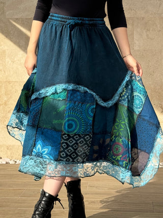 Patchwork szoknya - Kék